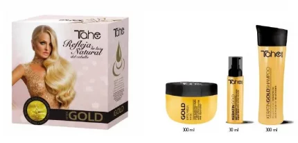 Zestaw KERATIN GOLD TAHE (szampon 300ml + maska 300ml + olejek 30ml) BOTANIC GOLD FINISHING