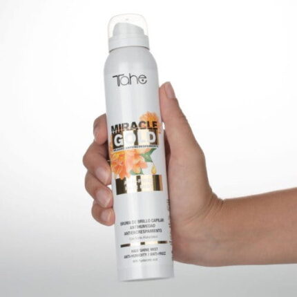 MIRACLE GOLD ANTI FRIZZ HAIR MIST Mgiełka nabłyszczająca przeciwko puszeniu się włosów 200 ml - obrazek 2