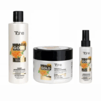 ZESTAW PACK MIRACLE GOLD ANTI FRIZZ Włosy Grube (Szampon 300ml + Maska 300ml + Serum 100ml)