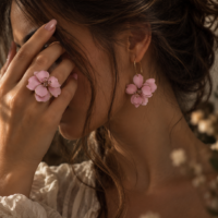 Zestaw biżuterii kolczyki i pierścionek Baby Pink